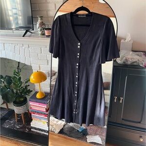 Mango Navy Suede Button-Down Dress